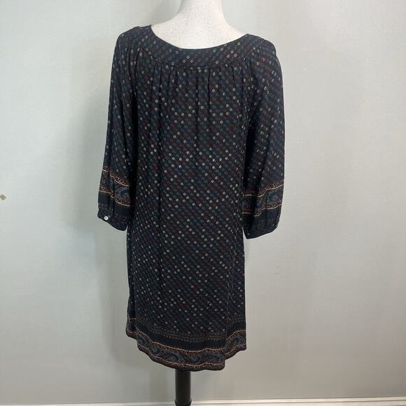 Lucky Brand Dress size Small Black Red Blue Floral Boho Peasant Prairie Knee - Picture 9 of 10